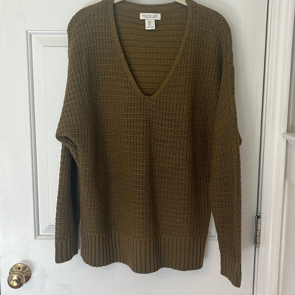 Rachel Zoe Olive Green Knit Sweater Size Small